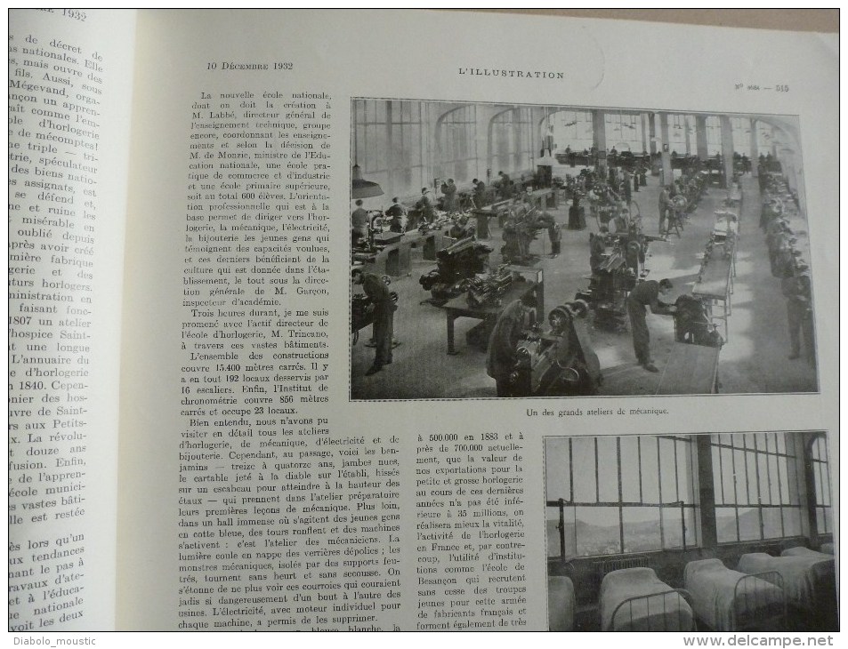 1932  :Besançon , son école d'HORLOGERIE ; L ' ALGERIE vue d'avion Oran, Constantine , Alger  etc...