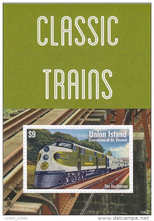 St. Vincent Union Island 2014, Postfris MNH, Trains - St.Vincent (1979-...)