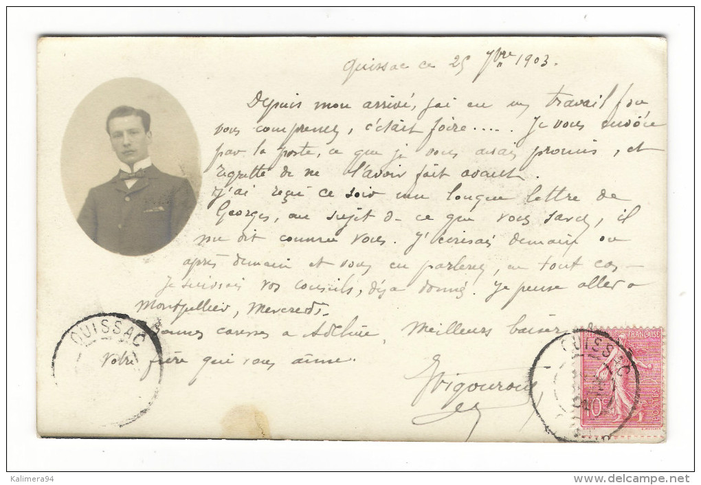 GARD  /  QUISSAC  /  Portrait En Médaillon Du Sieur  VIGOUROUX  /  CARTE-PHOTO - Quissac