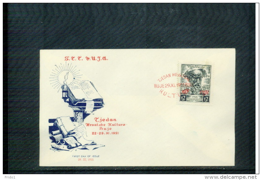 Trieste Zone B 1951 Michel 56 Marko Marulic FDC - Marcophilia