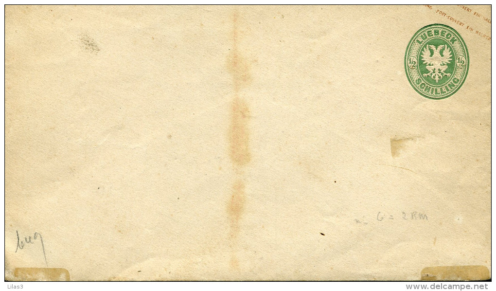 Entier Postal Enveloppe 1/2 Shilling Vert Aigle à Deux Têtes Neuf - Lübeck