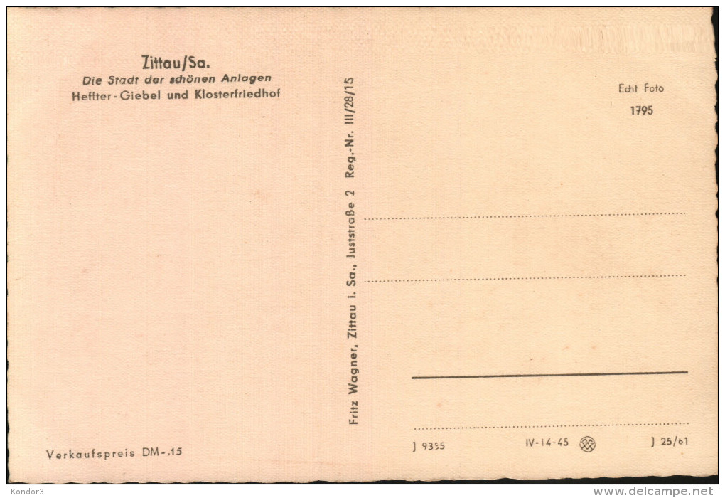 Zittau. Heffter Giebel Und Klosterfriedhof - Zittau