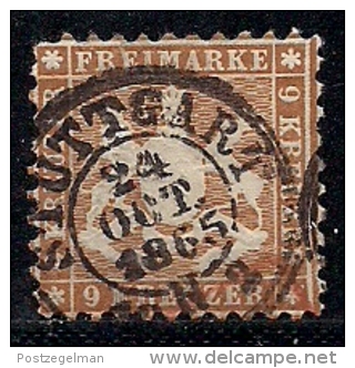 WURTTEMBERG, 1863, Cancelled Stamp(s) 9 Kreuzer, Yellow-brown, MI 28, #16091 - Used