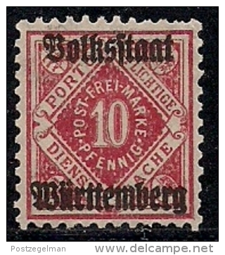 WURTTEMBERG, 1919, Unused, Without Glue, Stamp(s) Dienst 138, #16101 - Neufs