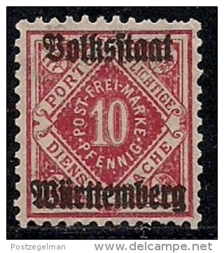 WURTTEMBERG, 1919, Unused, Without Glue, Stamp(s) Dienst 138, #16101 - Postfris