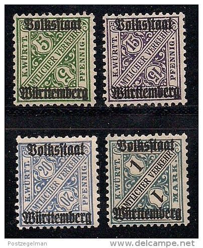 WURTTEMBERG, 1919, Unused, Without Glue, Stamp(s) Dienst 260=270, #16102, 4 Values Only - Andere & Zonder Classificatie