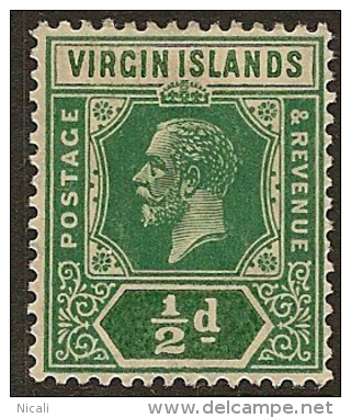 VIRGIN IS 1922 1/2d KGV SG 80 HM #CY311 - British Virgin Islands
