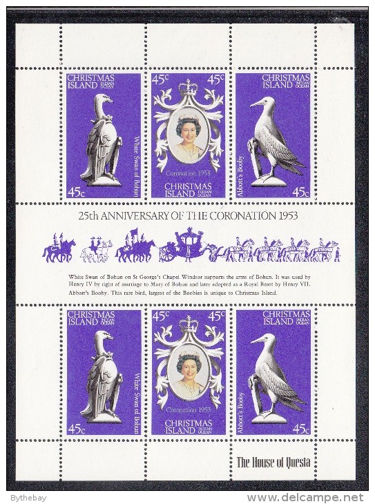 Christmas Island MNH Scott #87 Sheet Of 6 25th Anniversary Queen Elizabeth II's Coronation - Christmas Island