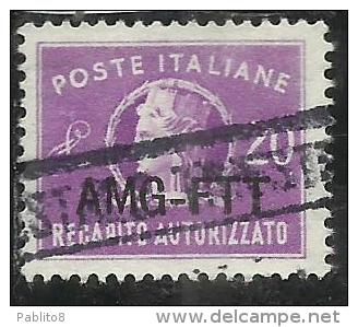 TRIESTE A 1949 1952 AMG - FTT ITALIA ITALY OVERPRINTED RECAPITO AUTORIZZATO LIRE 20 USATO USED - Fiscaux