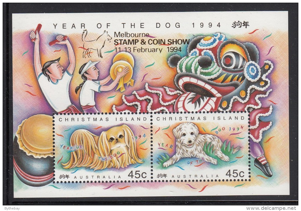 Christmas Island MNH Scott #359c Souvenir Sheet Year Of The Dog - Melbourne Stamp & Coin Show Overprint - Christmas Island