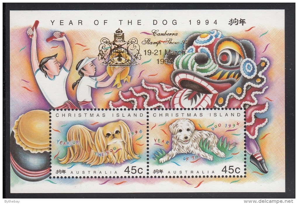 Christmas Island MNH Scott #359e Souvenir Sheet Year Of The Dog - Canberra Stamp Show Overprint - Christmas Island