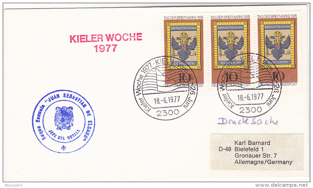 COVER ´ JUAN SEBASTIAN DE ELCANO´ Spanish Navy SAILING SHIP  Cachet KIELER WOCHE Kiel GERMANY Stamps Spain - Ships