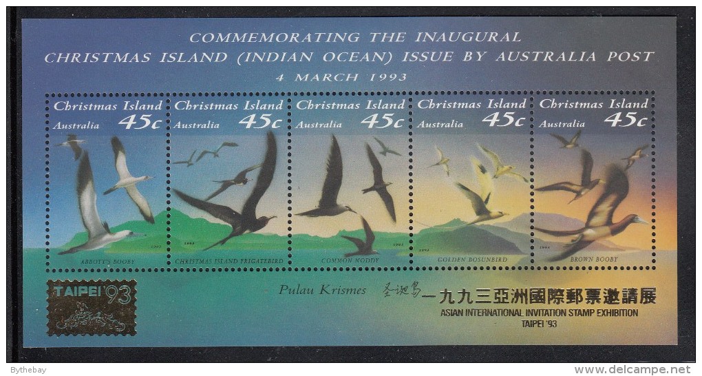 Christmas Island MNH Scott #349g Souvenir Sheet Of 5 Seabirds - Taipei 93 Overprint - Christmas Island