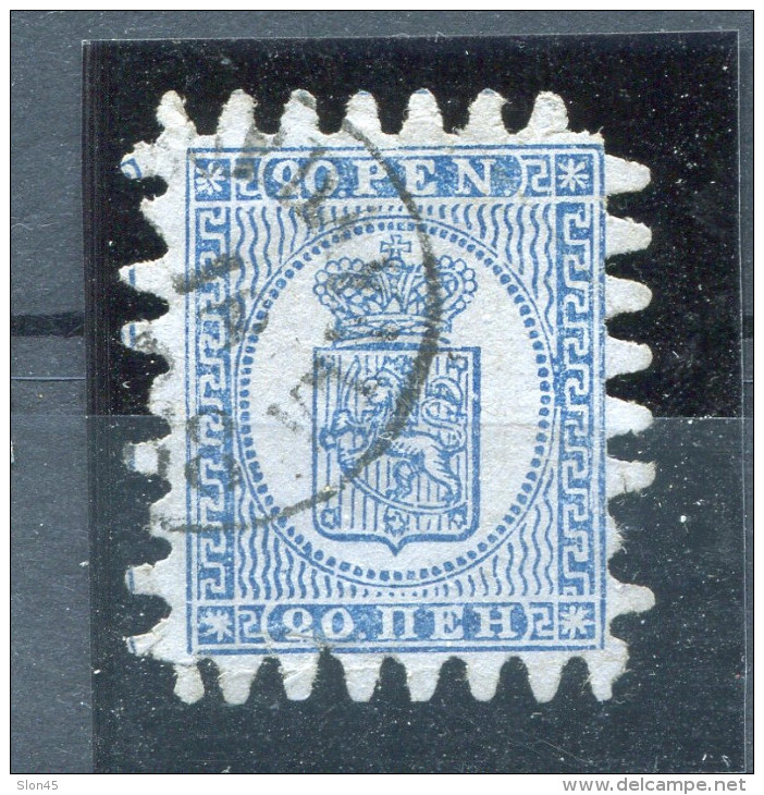 Finland/Russia 1866-74 Serpentine Roulette 20p Blue Sc 9 FA 8  Used - Used Stamps