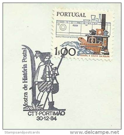 Portugal Cachet Commémoratif Expo Philatelique Postier Portimão Algarve 1984 Philatelic Expo Mail Carrier Event Pmk - Flammes & Oblitérations