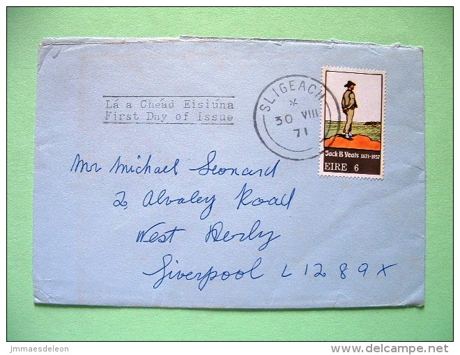 Ireland 1971 FDC Cover To England - Painting - An Island Man By Yeats - Cartas & Documentos