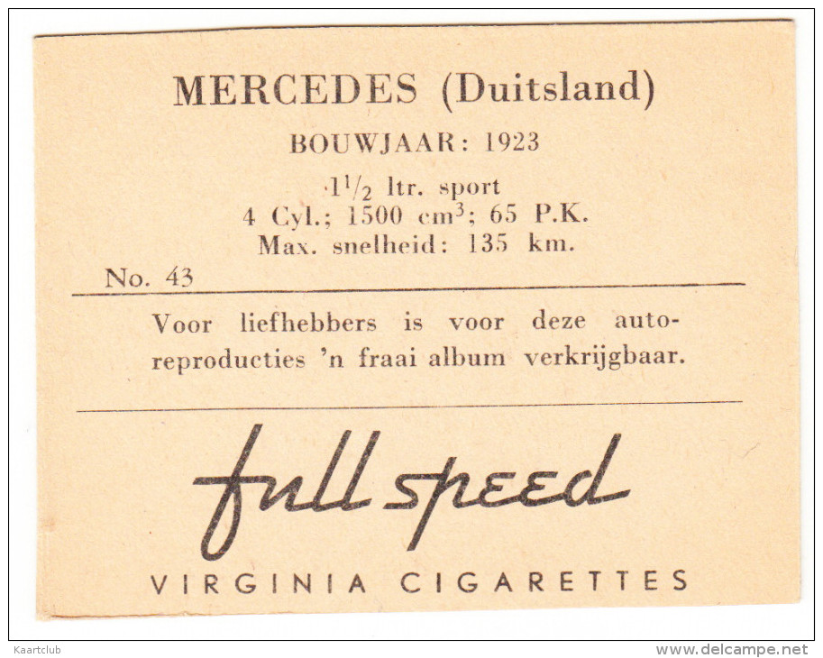 MERCEDES 4,5 Ltr. Sport ('23) - (Virginia Cigarettes - No.43) - Coches