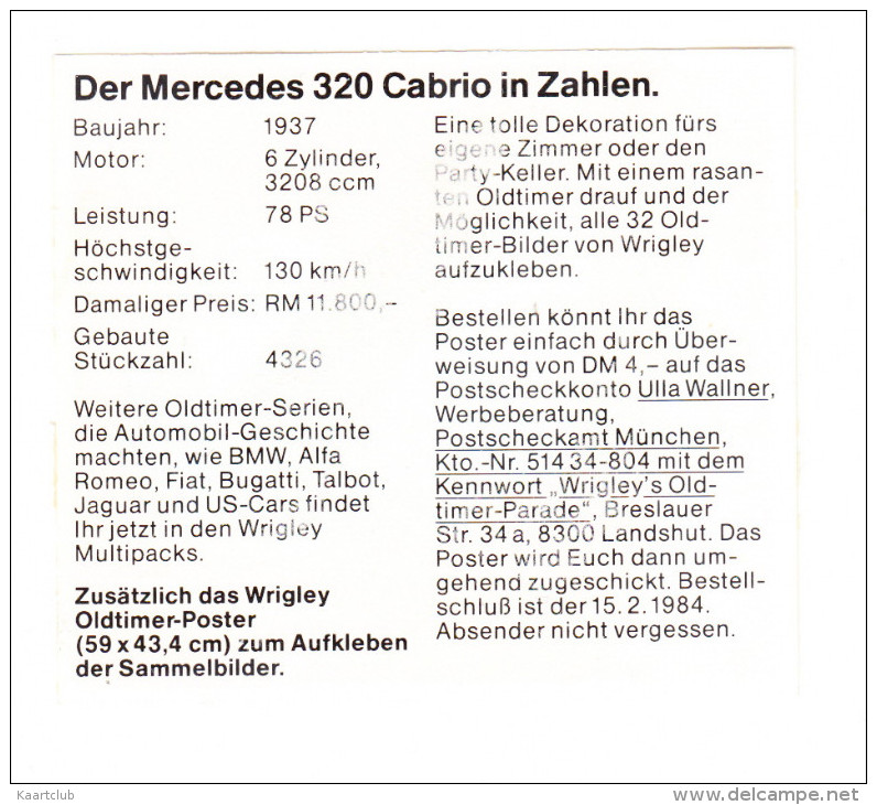 MERCEDES 320 CABRIO (´37)  - (´Wrigley´s Oldtimer-Parade´) - Cars