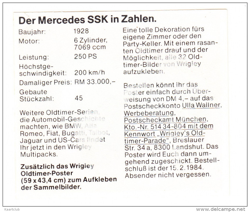 MERCEDES SSK (´28)  - (´Wrigley´s Oldtimer-Parade´) - Cars