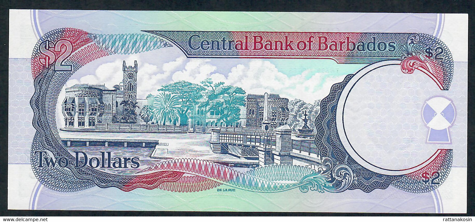 BARBADOS  P36 2 DOLLARS 1987 #H9  Signature 2    UNC. - Barbados