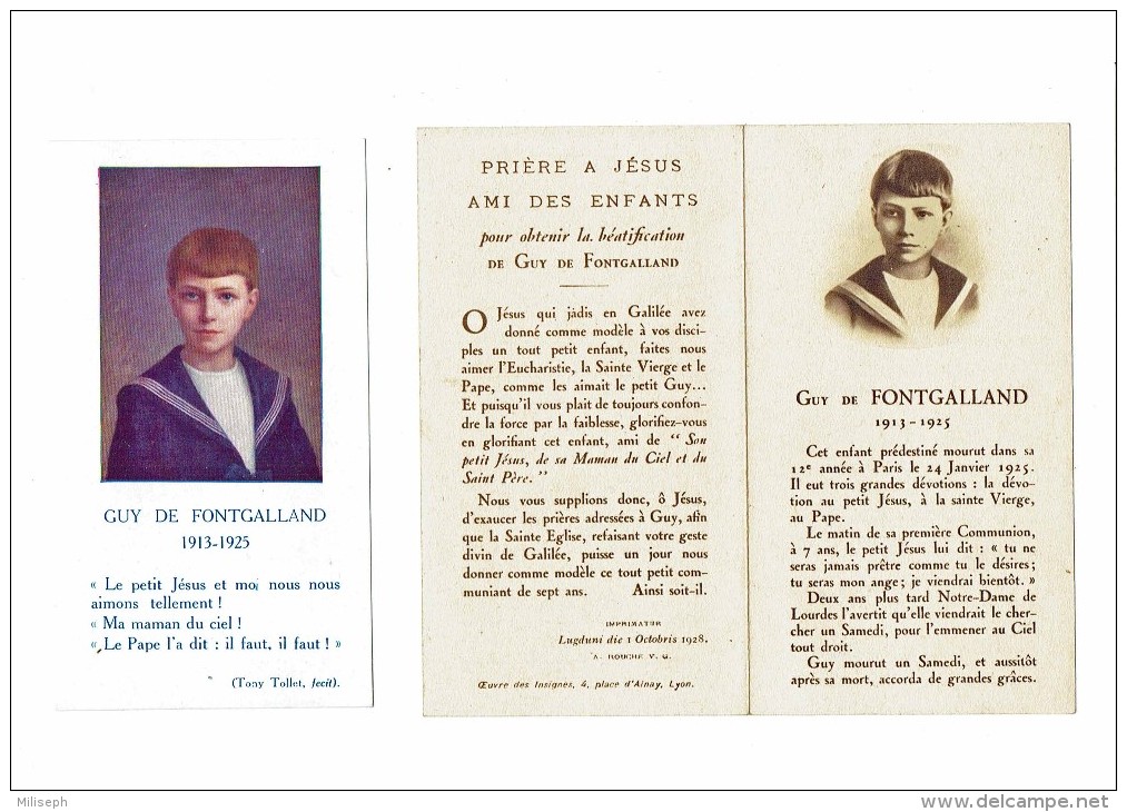 2 Souvenirs De Guy De FONTGALLAND - 1913-1925 - Prière à Jésus Ami Des Enfants -    (3643) - Religion & Esotericism