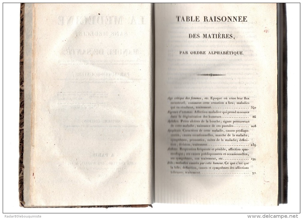 La Médecine Sans Médecin Ou Manuel De Santé.par Audin-Rouvière.XVI-562 Pages.frontispice:portrai T De L´auteur.1 Gravure - 1801-1900