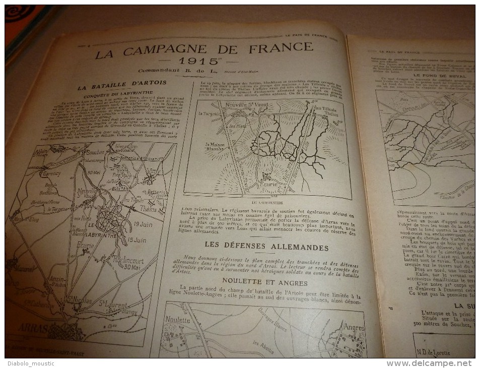 1915 JOURNAL De GUERRE(Le Pays De France):Tarvis;Clermont-en-Argonne;Laheycourt;SORLINGUES;Oesel;Riga; Flotte Allemnde - Französisch