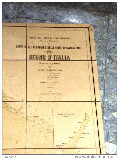 Carta Delle Ferrovie E Delle Linee Di Navigazione Del Regno D'Italia 1884 - Autres & Non Classés