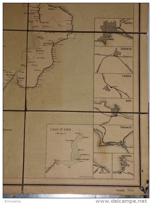 Carta Delle Ferrovie E Delle Linee Di Navigazione Del Regno D'Italia 1884 - Altri & Non Classificati