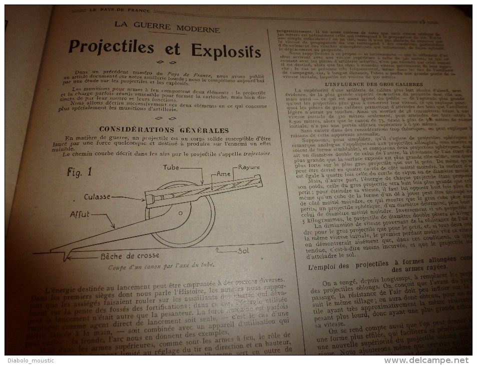 1915 JOURNAL de GUERRE(Le Pays de France):Lunéville;Limoges ;Fricourt;Péniches-Ambulances;PROJECTILES et EXPLOSIFS;Dijon