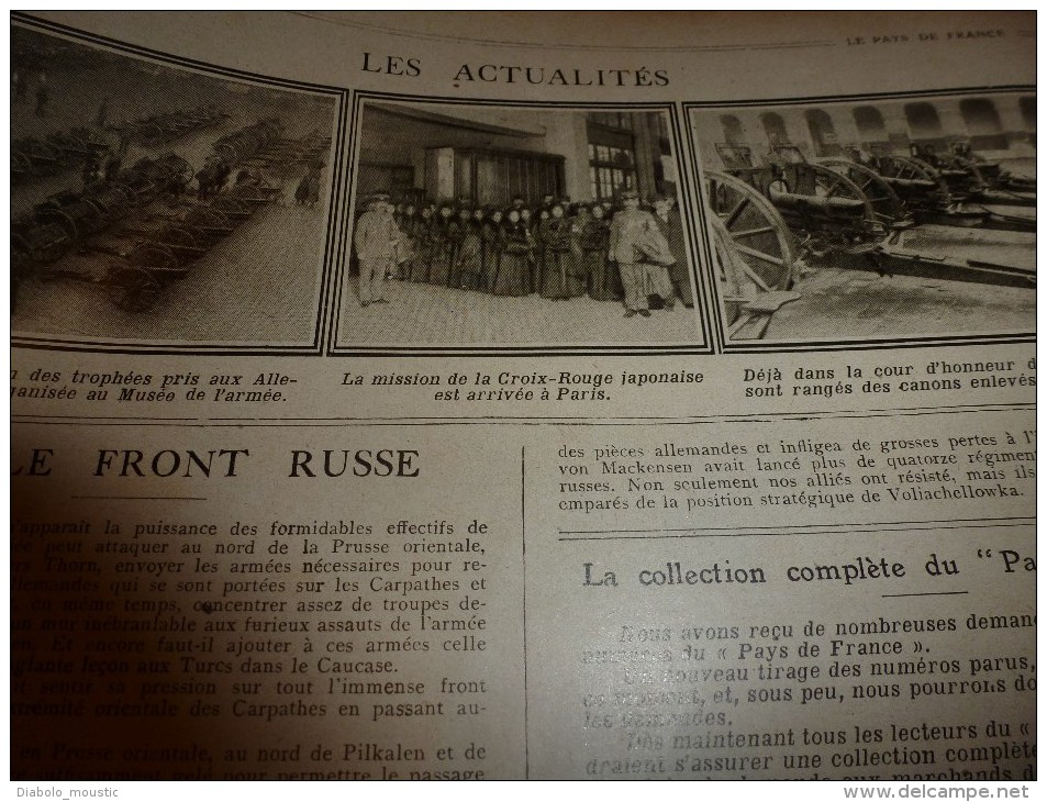 1915 JOURNAL de GUERRE(Le Pays de France):Lunéville;Limoges ;Fricourt;Péniches-Ambulances;PROJECTILES et EXPLOSIFS;Dijon