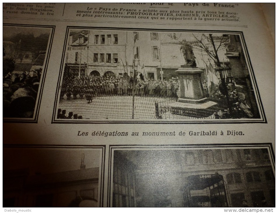 1915 JOURNAL de GUERRE(Le Pays de France):Lunéville;Limoges ;Fricourt;Péniches-Ambulances;PROJECTILES et EXPLOSIFS;Dijon