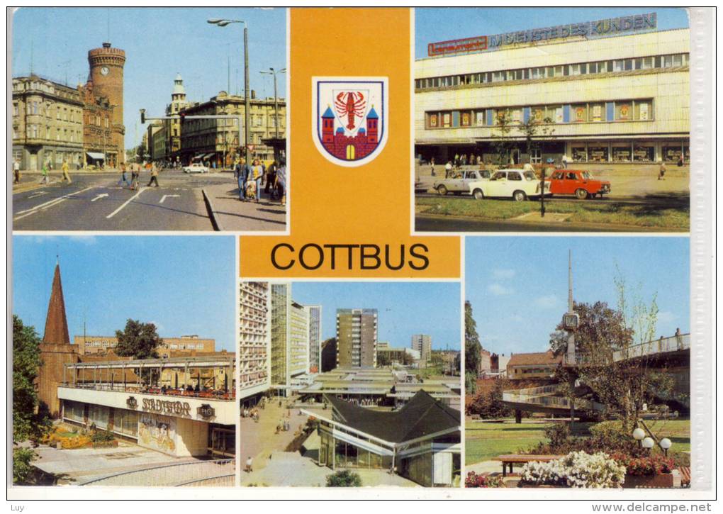 COTTBUS / CHOSEBUZ, Spremberger Str., Warenhaus Konsument, "Am Stadttor", Trabant ..... - Cottbus