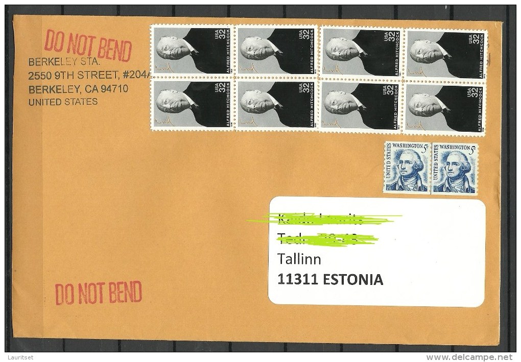 USA 2014 To ESTONIA Estland Estonie With 8 Alfred Hitchcock Stamps (uncanceled) - 2011-...