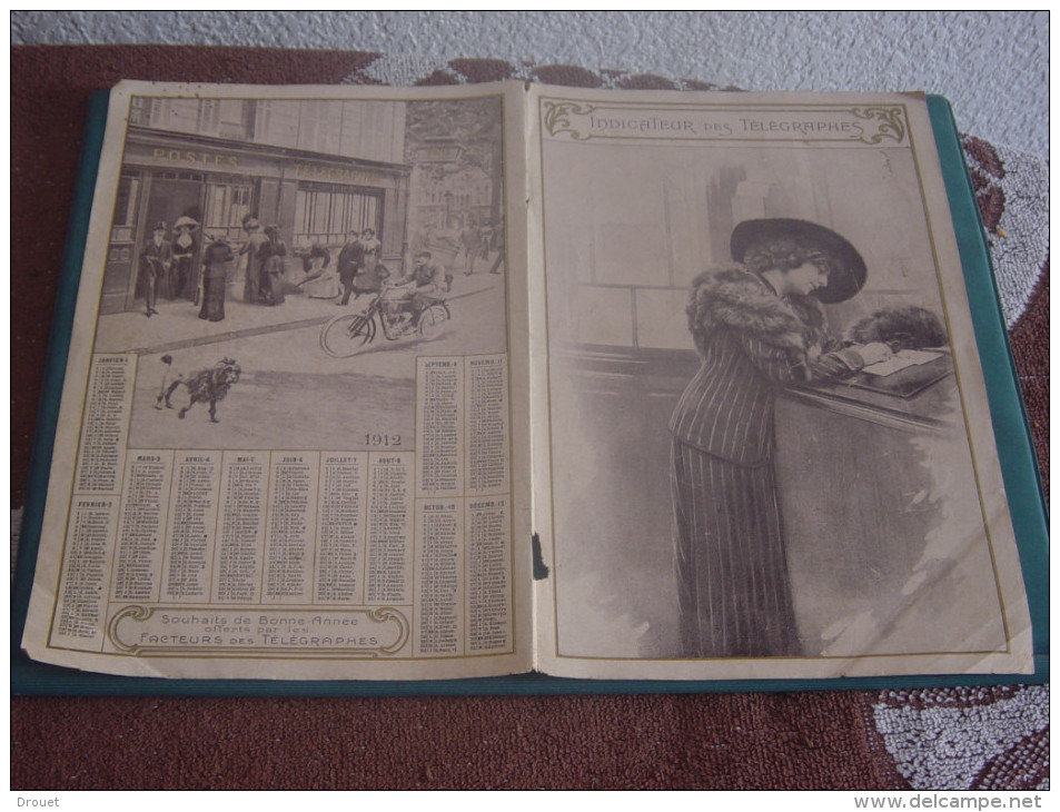 CALENDRIER OFFERT PAR LES  FACTEURS DES TELEGRAPHES - 1912- - Groot Formaat: 1901-20