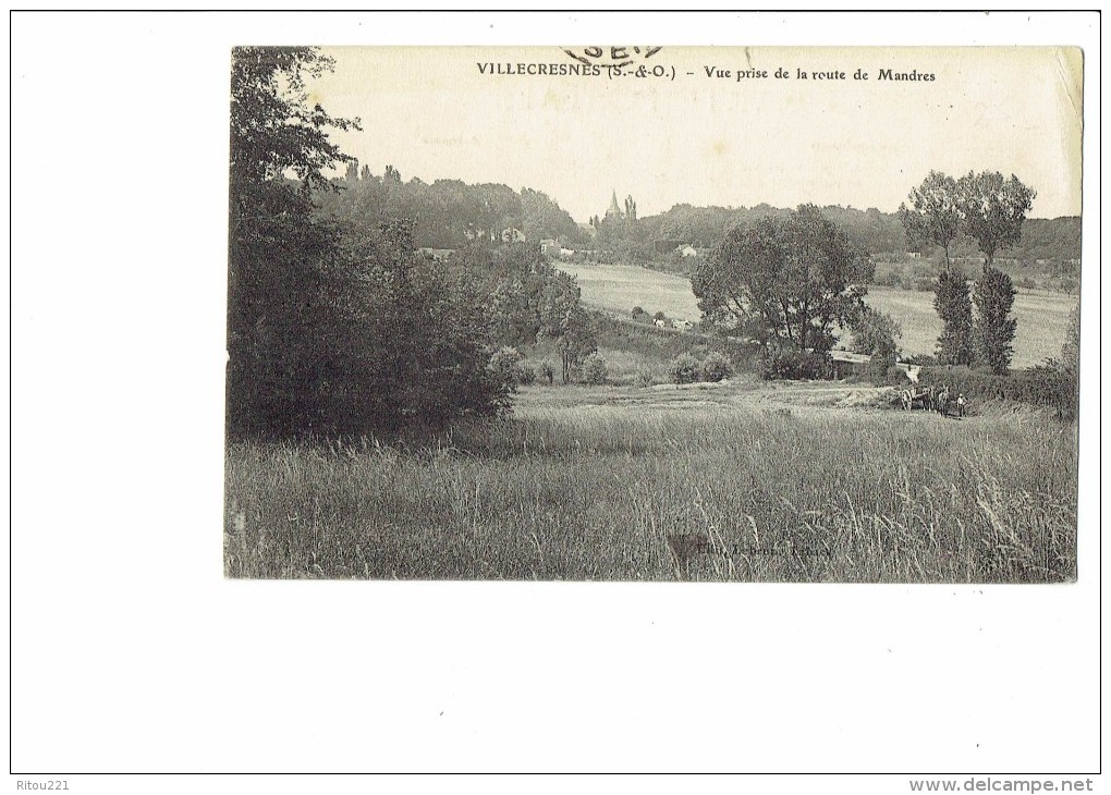 94 - VILLECRESNES - Vue Prise De La Route De Mandres - Attelage Cheval - Joinville Le Pont