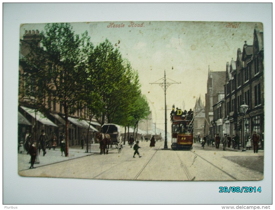 HULL  HESSLE ROAD , TRAM , OLD POSTCARD , 0 - Hull