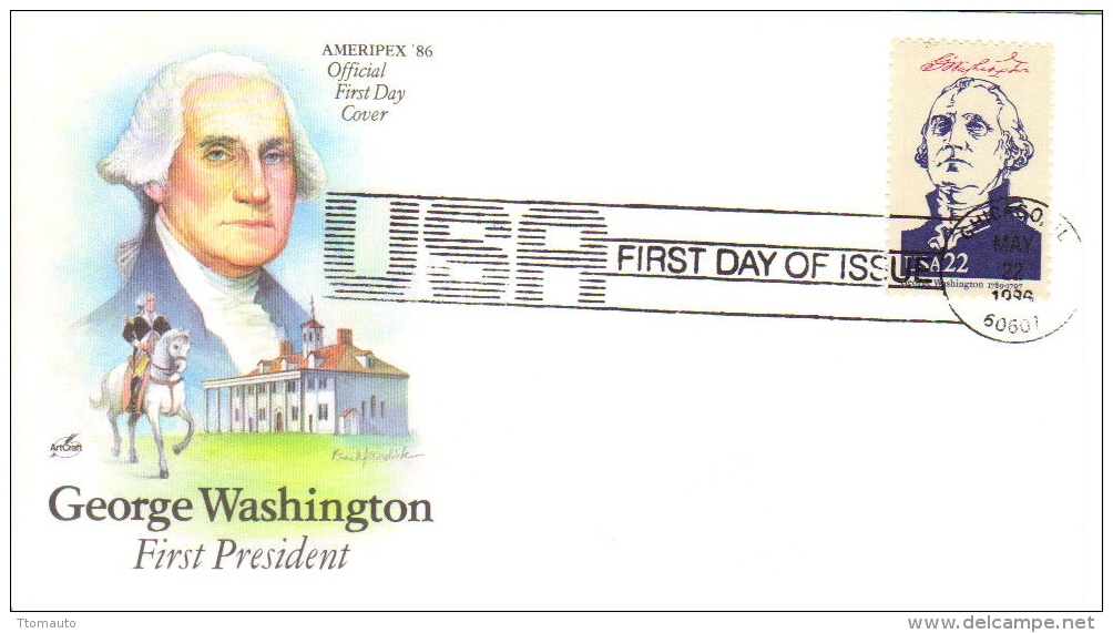 US Presidents  -  George Washington  -  Premier President  -  1er Jour  -  FDC - George Washington
