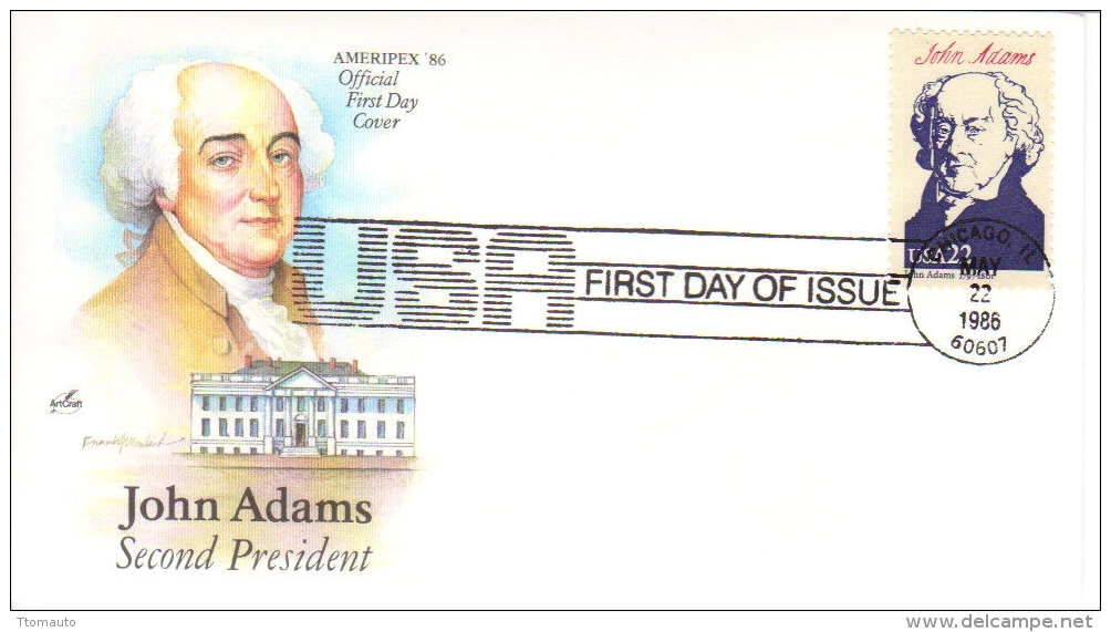 US Presidents  -  John Adams  -  Deuxième  President  -  1er Jour  -  FDC - George Washington