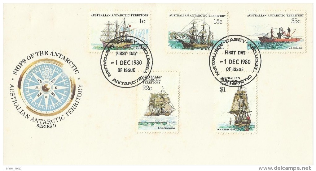 Australian Antarctic Territory 1980 Ships II Casey Base Cancellation FDC - FDC