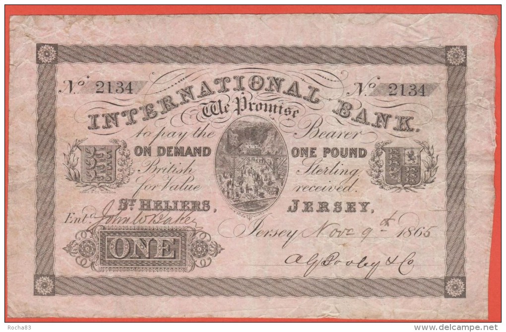 JERSEY - 1 Pound Du 9 Novembre 1865 - Dos Uniface - Pick S 161 - Jersey