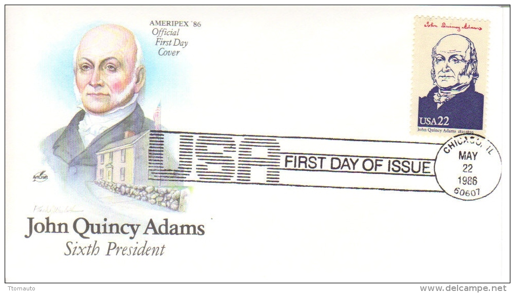 US Presidents  -  John Quincy Adams  -  Sixième  President  -  1er Jour  -  FDC - George Washington
