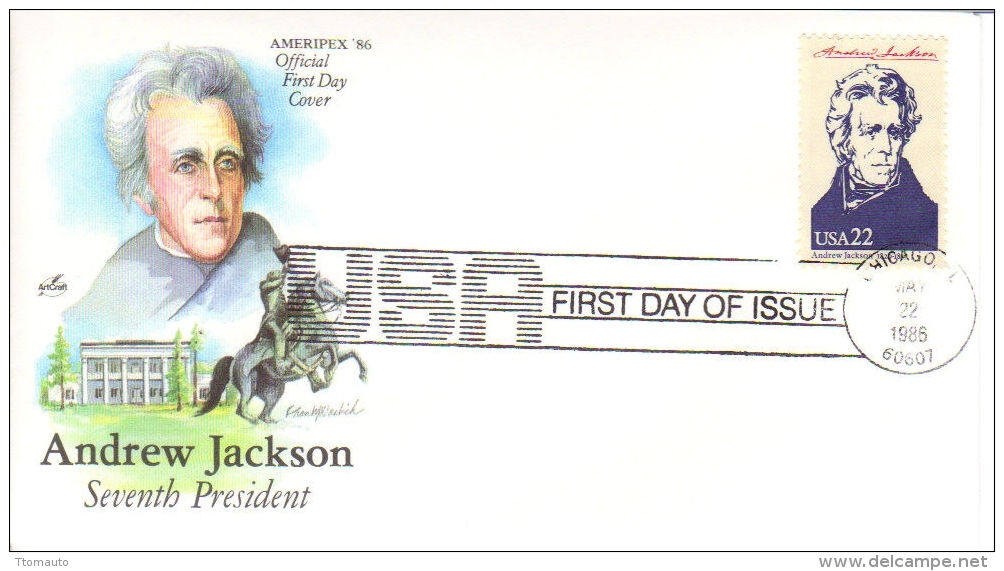 US Presidents  -  Andrew Jackson  -  Septième  President  -  1er Jour  -  FDC - George Washington