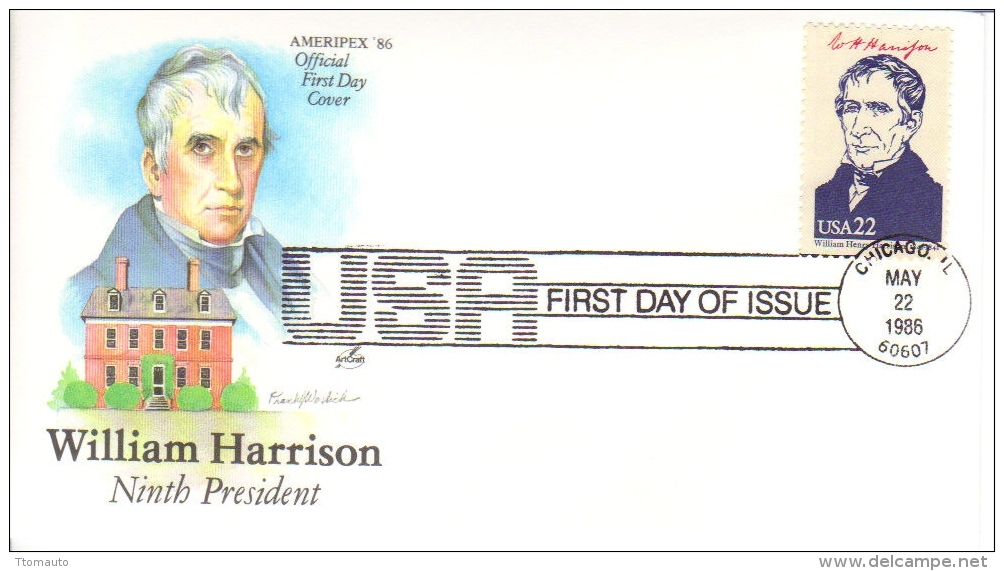 US Presidents  -  William Harrison  -  Neuvième  President  -  1er Jour  -  FDC - George Washington