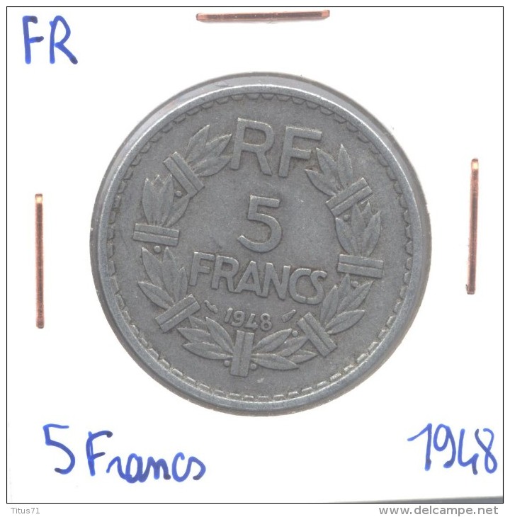 5 Francs Lavrillier  France 1948 Aluminium - Autres & Non Classés