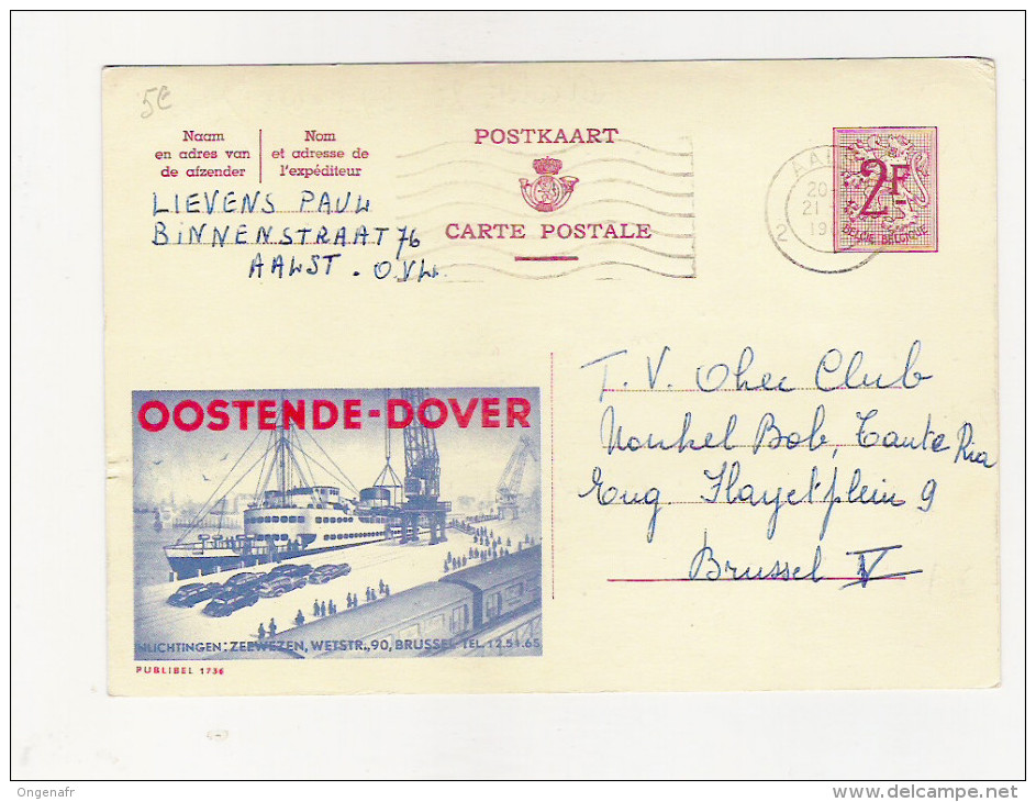 Publibel Obl. N° 1736 (Oostende-Dover) Obl: Aalst 1960 - Publibels