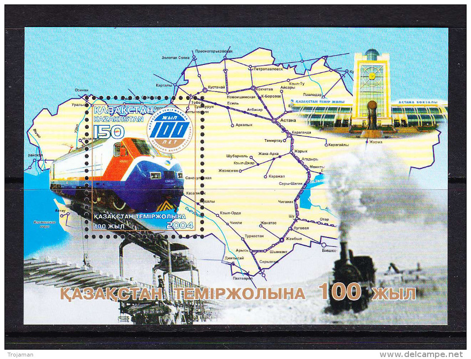 KAZ-	05	KAZAKHSTAN – 2004, 100TH RAILWAY - Treni