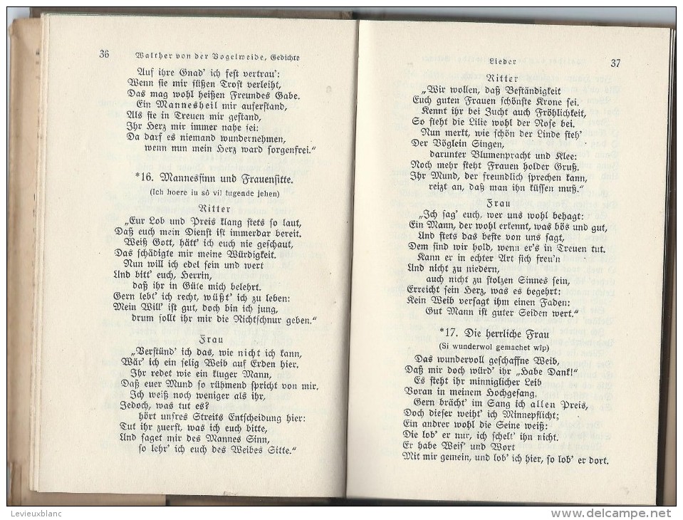 Poésie Allemande Du Moyen-Age/ Walther Von Der Vogelweide/Samtliche Qedichte/1925 LIV38 - Poesía & Ensayos
