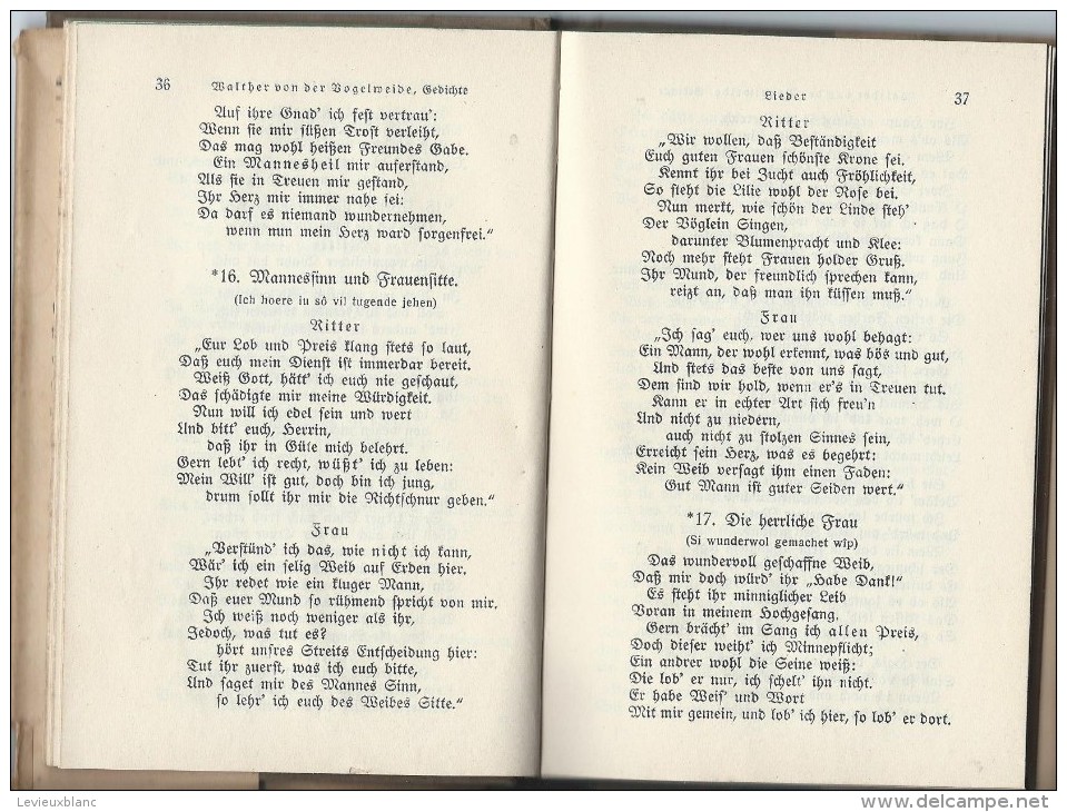 Poésie Allemande Du Moyen-Age/ Walther Von Der Vogelweide/Samtliche Qedichte/1925 LIV38 - Poésie & Essais