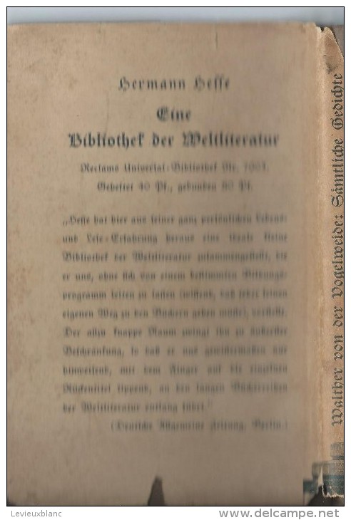 Poésie Allemande Du Moyen-Age/ Walther Von Der Vogelweide/Samtliche Qedichte/1925 LIV38 - Gedichten En Essays